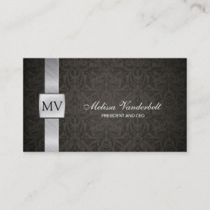 Elegant Black Damask en Silver Visitekaartjes