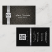 Elegant Black Damask en Silver Visitekaartjes (Voorkant / Achterkant)
