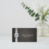 Elegant Black Damask en Silver Visitekaartjes (Staand voorkant)