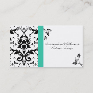 Elegant Black Damask en Turquoise Visitekaartje