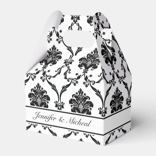 Elegant Black Damask Favor Box Bedankdoosjes (Voorkant Zijde)