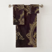 Elegant Black Damask Gold Bad Handdoek (Insitu)