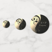 Elegant Black Damask, Gold, Love Name Confetti (Voorkanten)