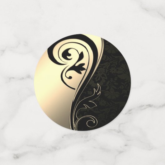 Elegant Black Damask, Gold, Love Name Confetti (Kleine voorkant)