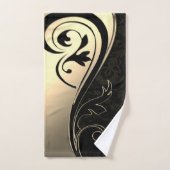Elegant Black Damask Gold Swirls Bad Handdoek (Handdoek)