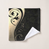 Elegant Black Damask Gold Swirls Bad Handdoek (Wasdoekje)