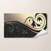 Elegant Black Damask Gold Swirls Bad Handdoek (Handdoek)
