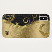 Elegant Black Damask Gold Swirls Case-Mate iPhone Case (Achterkant (horizontaal))