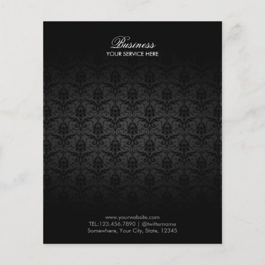 Elegant Black Damask Hair & Beauty Salon Brochures (Achterkant)