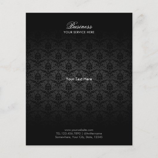 Elegant Black Damask Hair & Beauty Salon Brochures (Voorkant)