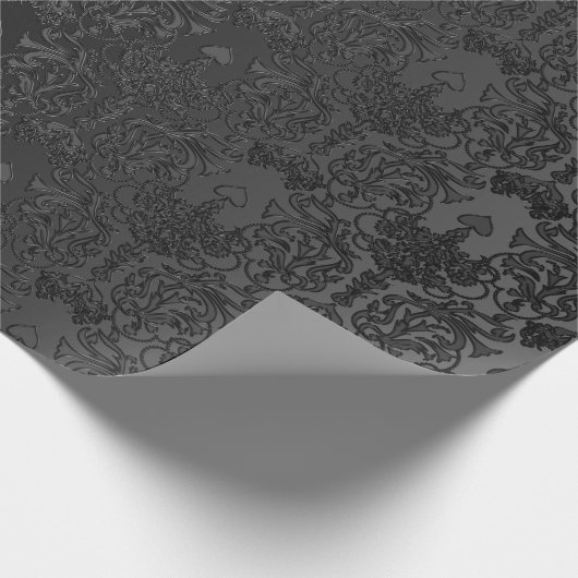Elegant Black Damask Lace Cadeaupapier (Hoek)