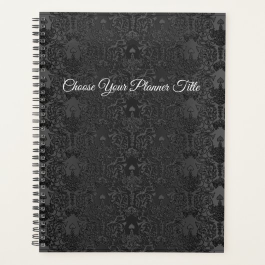 Elegant Black Damask Lace Planner (Voorkant)