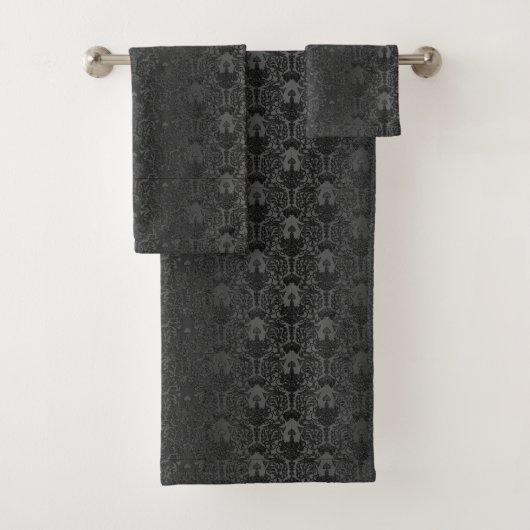 Elegant Black Damask Lace Towel Set Bad Handdoek (Insitu)