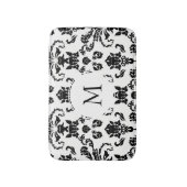 Elegant Black Damask Monogram Badmat (Voorkant Verticaal)