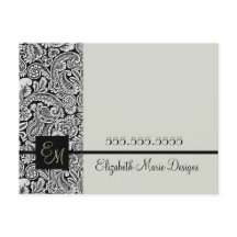 Elegant Black Damask Monogrammed Business
