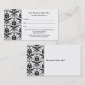 Elegant Black Damask Pattern Salon Appointment Afsprakenkaartje (Voorkant / Achterkant)
