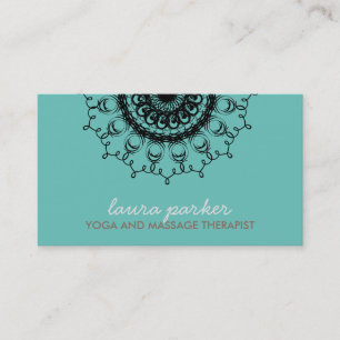 Elegant Black Damask Swirl Yoga Healing Health Visitekaartje