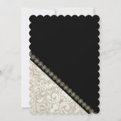 Elegant Black, Damask Vrijgezellenfeest Kaart (Achterkant)