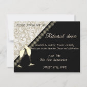Elegant Black, Damask Weddi Rehearsal Dinner Kaart (Voorkant)