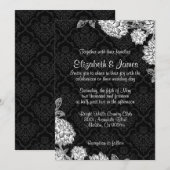 Elegant Black Damask Wedding Invitations Kaart (Voorkant / Achterkant)