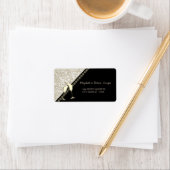 Elegant Black, Damask Wedding Label (Insitu)