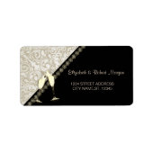 Elegant Black, Damask Wedding Label (Voorkant)