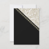 Elegant Black, Damask Wedding Reception Kaart (Achterkant)