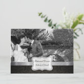 Elegant Black Damask Wedding Rehearsal Dinner Kaart (Staand voorkant)