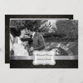 Elegant Black Damask Wedding Rehearsal Dinner Kaart (Voorkant / Achterkant)