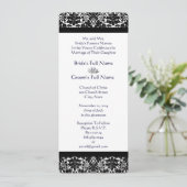 Elegant Black Damask Wedding Uitnodiging (Staand voorkant)