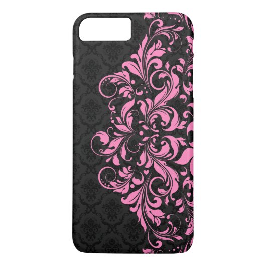 Elegant Black Damaskers & Roze Lace Case-Mate iPhone Case (Achterkant)