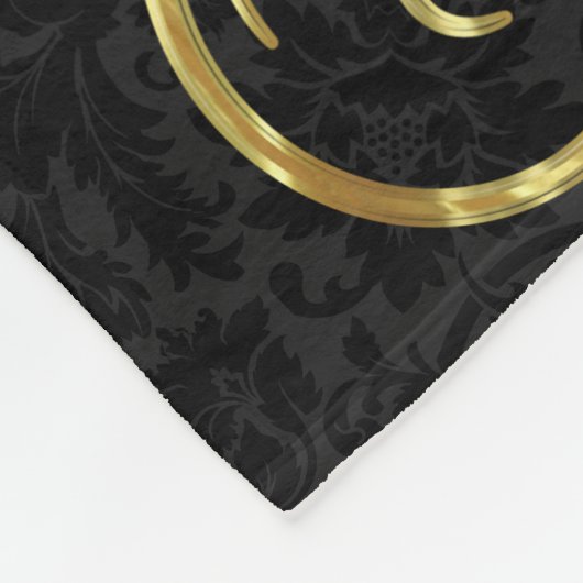 Elegant Black Dammaskers Gold en Silver Swirls Fleece Deken (Hoek)