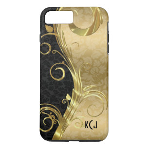 Elegant Black Dammaskers Gold Swirls Case-Mate iPhone Case