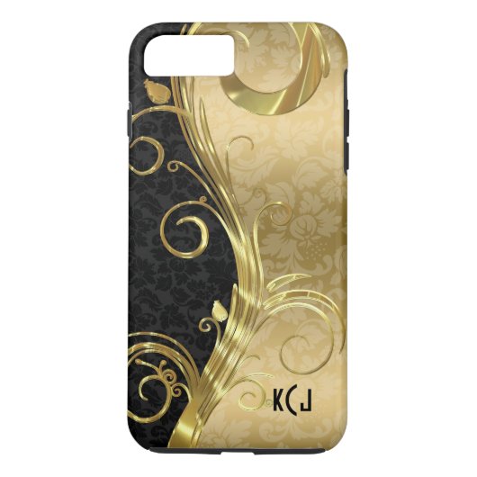 Elegant Black Dammaskers Gold Swirls Case-Mate iPhone Case (Achterkant)