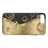 Elegant Black Dammaskers Gold Swirls Case-Mate iPhone Case (Achterkant (Horizontaal))