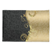 Elegant Black Dammaskers Gold Swirls Kussensloop (Achterkant)