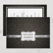 Elegant Black & Dark Grey Damask Rehearsal Dinner Kaart (Voorkant / Achterkant)