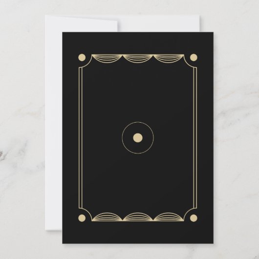 Elegant Black Deco Gold Wedding Kaart (Achterkant)