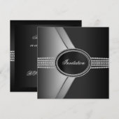 Elegant Black Diamond Black Stropdas Party Kaart (Voorkant / Achterkant)