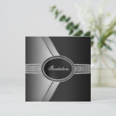 Elegant Black Diamond Black Stropdas Party Kaart (Staand voorkant)