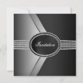 Elegant Black Diamond Black Stropdas Party Kaart (Voorkant)