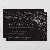 Elegant Black Diamond Spider Web Halloween Party Kaart (Voorkant / Achterkant)