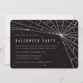 Elegant Black Diamond Spider Web Halloween Party Kaart (Voorkant)