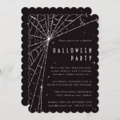 Elegant Black Diamond Spider Web Halloween Party Kaart (Voorkant / Achterkant)