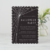 Elegant Black Diamond Spider Web Halloween Party Kaart (Staand voorkant)