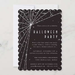 Elegant Black Diamond Spider Web Halloween Party Kaart