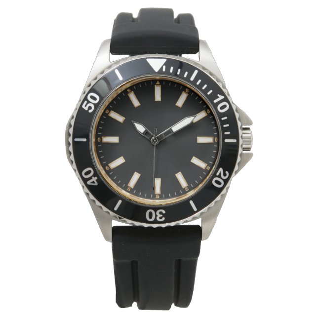 Elegant Black Diver Style Watch Design  Horloge (Voorkant)