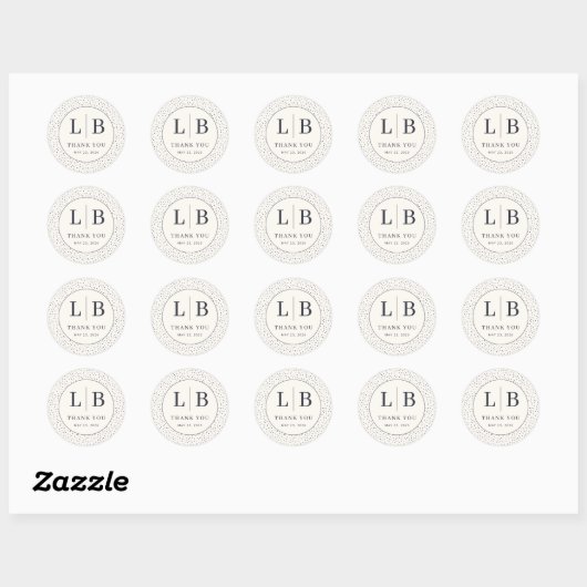 Elegant Black Dot Circle Ronde Sticker (Vel)
