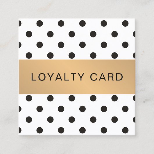 Elegant Black Dotted Faux Gold Stripe Loyalty Kaar (Voorkant)