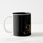 Elegant Black Driving Glitter Monogram Name Tweekleurige Koffiemok (Links)